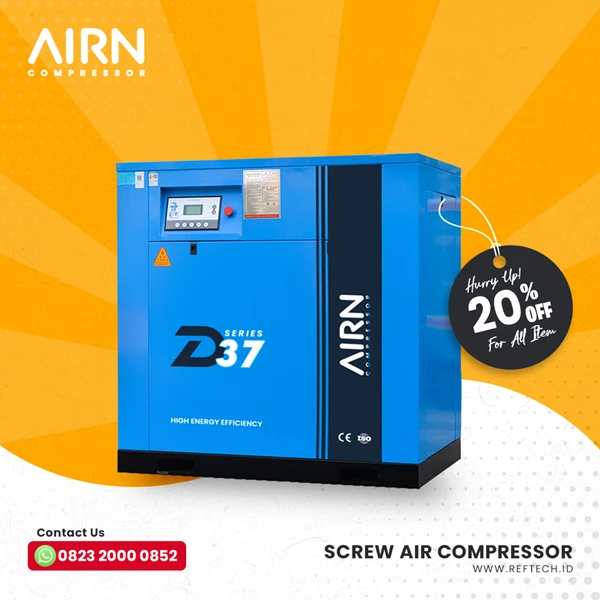 Screw Air Compressor 50Hp / 37kW by AIRN D-37 Series